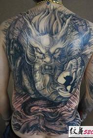 Man's classic domineering full back dragon tattoo pattern