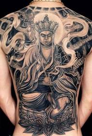 Full back back Tang Sanzang pattern tattoo illustration