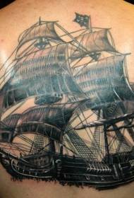 Back pirate sailboat tattoo pattern