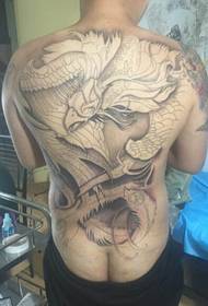 Phoenix rygg tatoveringsmønster