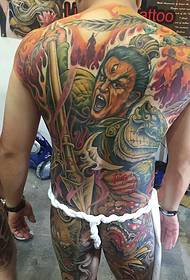 Full-back color big totem tattoo tattoo is very chic