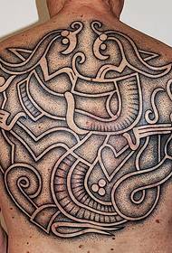 Modeli i tatuazheve tradicionale totem plot me shpinë