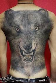 Full-backed wolf head tattoo pattern