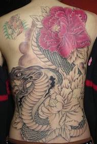 Full back peony cobra tattoo picture