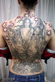 Full back cool female angel tattoo pattern