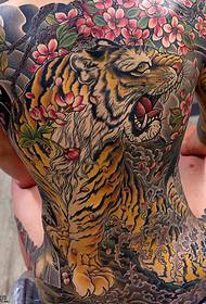 Full back tiger tattoo pattern