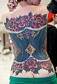 Beautiful looking vest tattoo on female back