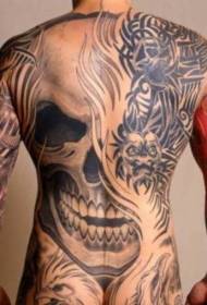 Scary skull tattoo pattern