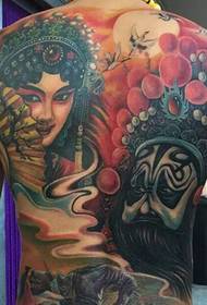 Full-back kleur bloem tattoo met oude traditie