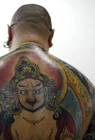 Full-back color spoof Buddha tattoo tattoo
