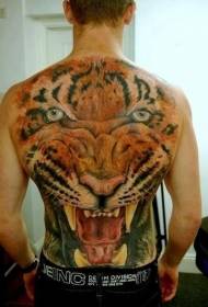 Full back big tiger head painted tattoo pattern