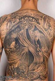 Cool full back handsome black angel tattoo pattern