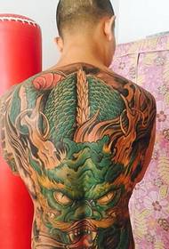 Colorful big dragon tattoo pattern full of mighty domineering