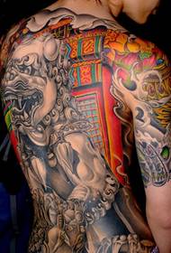 Colorful lion tattoo pattern