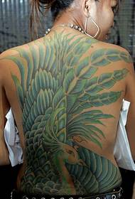Full back peacock tattoo pattern
