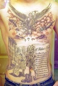 Bauch- a Këscht Arméi Gedenk Tattoo Muster