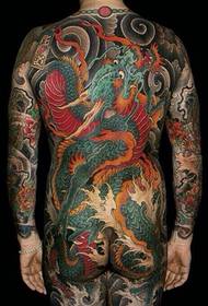 Hanging colorful back dragon color tattoo pattern