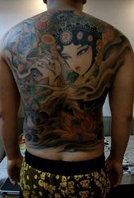 Full back lotus flower tattoo pattern