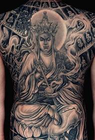Full-back black and gray Tang Yan tattoo pattern full of personality