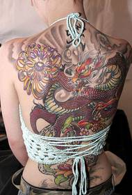 Szépség teljes hátsó festett sárkány tetoválás minta