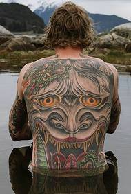 Full back traditional European and American color big prajna tattoo pattern