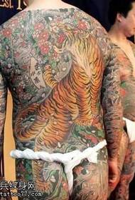 Visas nugaros japoniško tigro tatuiruotės modelis