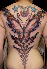 bukuroshja evropiane mbrapa krijon tatuazh 3D flutur, 1708 @ Femra me ngjyra të pasme të plotë si zot tatuazh