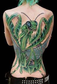 Fully realistic 螳螂 tattoo pattern
