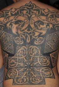 Tillbaka svart kåta tatuering mönster