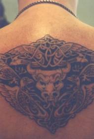 Back black celtic knot bull tattoo pattern