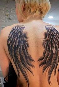 Full back wings tattoo pattern