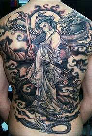 Дракон і квітка барвистий фон класичні краси татуювання візерунок краси