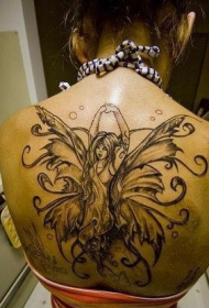 Sexy beauty full back perfect angel tattoo pattern