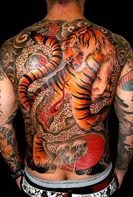 Domineering tiger tattoo on the back