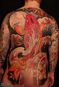 Patrón de tatuaje de calamar rojo completo