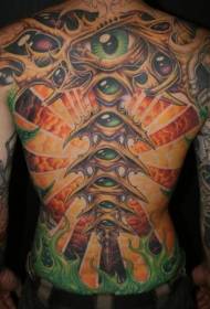 Nazaj objavite sodoben umetniški vzorček tatoo za oči