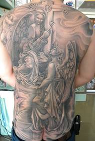 European and American style full back angel tattoo