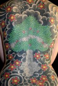 Täysipitkä japanilainen kirsikkapuun väri-tatuointikuvio