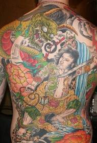 Classic color Japanese full back tattoo pattern