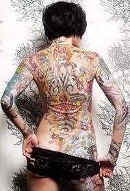 Back cartoon girl tattoo pattern