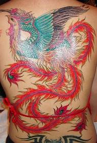 Personality beauty full back phoenix tattoo