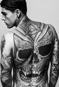 Asmenybės, europietiško ir amerikietiško stiliaus, pilnas nugaros tatuiruotės patinas