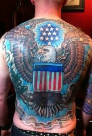 Back eagle and American flag painted tattoo pattern