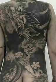 Full back evil dragon tattoo