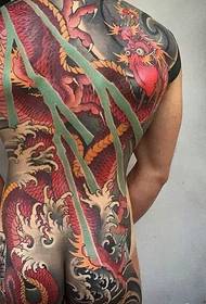 Colorful evil dragon tattoo picture