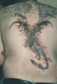Black flying dragon tattoo pattern on the back