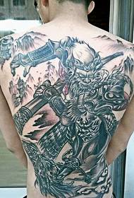 Vol moorddadige swartgrys tradisionele tatoeëring patroon