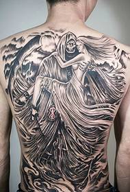 Klasična i smiješna crno-bijela tetovaža tetovaže s punim leđima