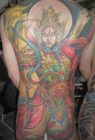 Толстая цветная татуировка Erlang Shenjun на спине