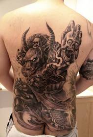 Bull demon tattoo pattern for male back personality